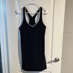 Black Athletic Racerback Dress with White Trim
